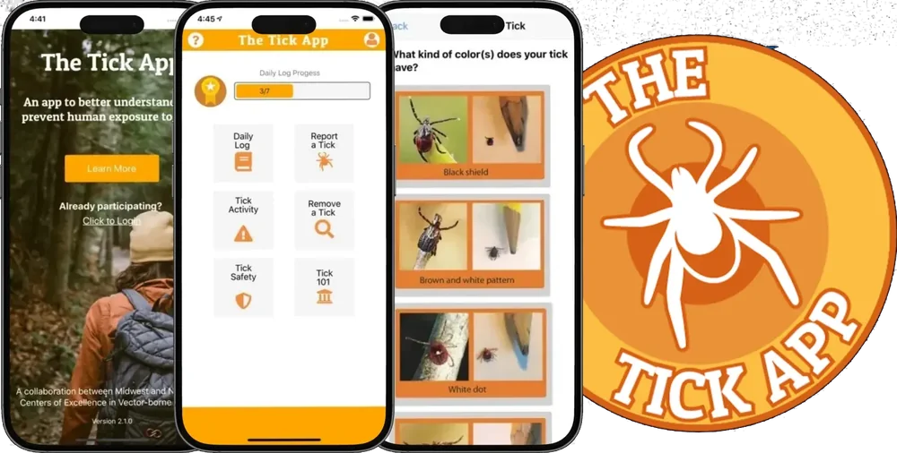 The Tick App screens and logo