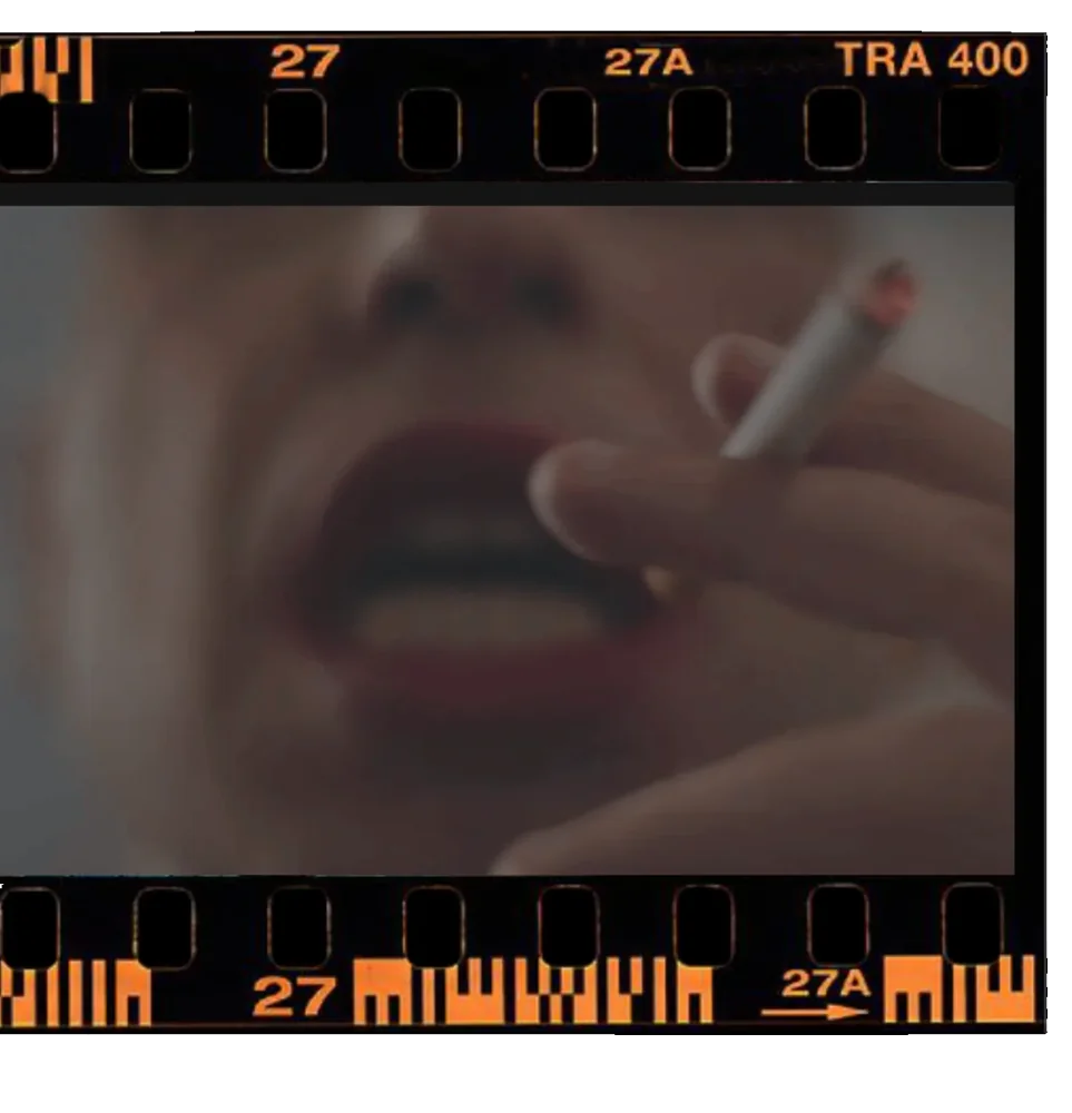 Film still framed in a 35mm negative strip