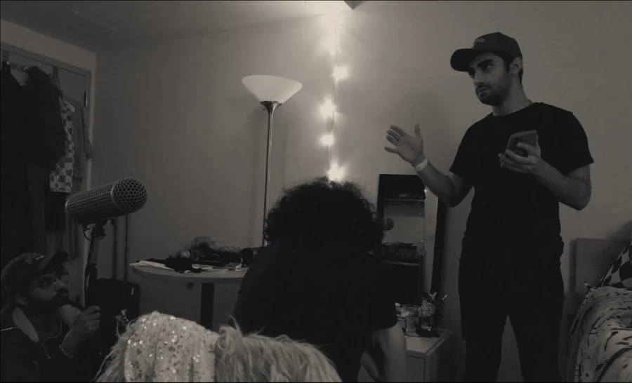 A storyteller speaking to a small audience